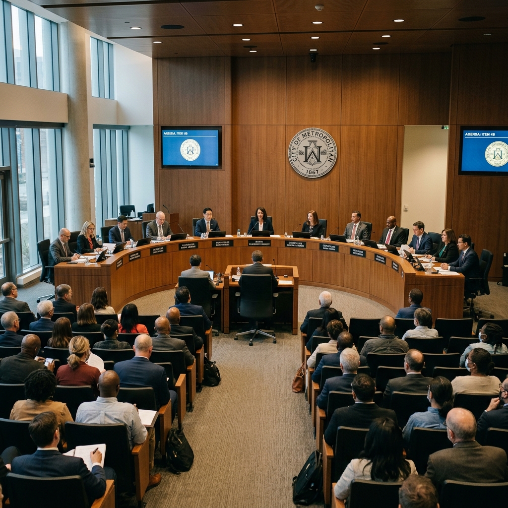 Atlanta City Council chamber during a late-night vote
