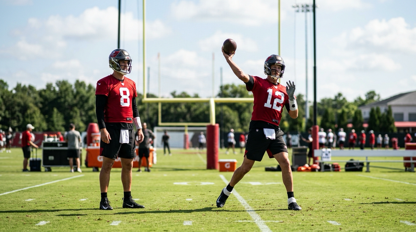 WACN 21 illustration of Atlanta Falcons quarterback practice