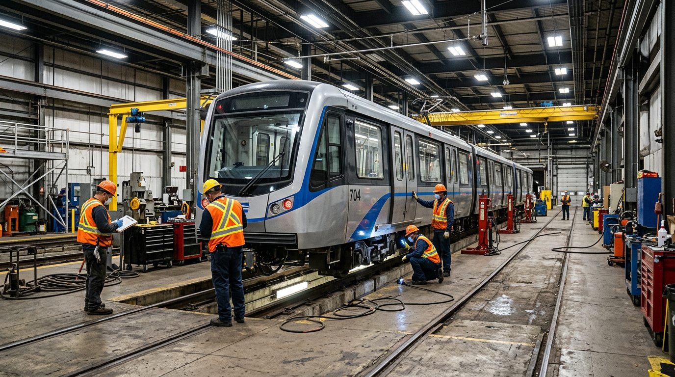 A new CQ400 MARTA railcar on a test track